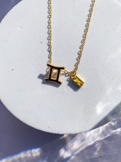 18k Gold Zodiac Symbol With Charm Necklace