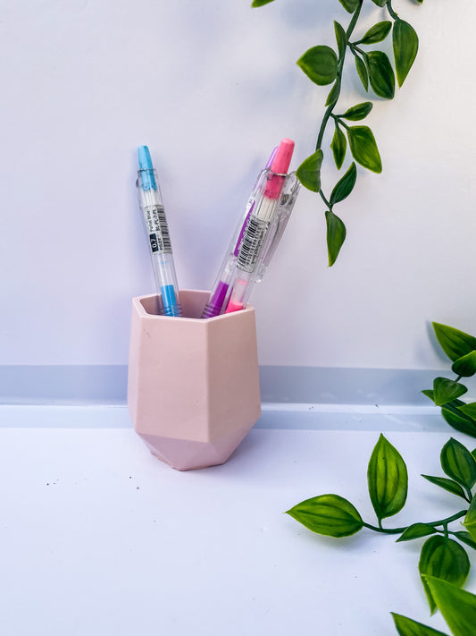 Acrylic Resin Trinket Dish | Blossom Pink | Geometric Pen Holder