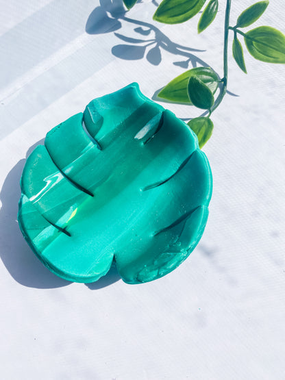 Clay Trinket Dish | Green Leaf | Monstera Leaf