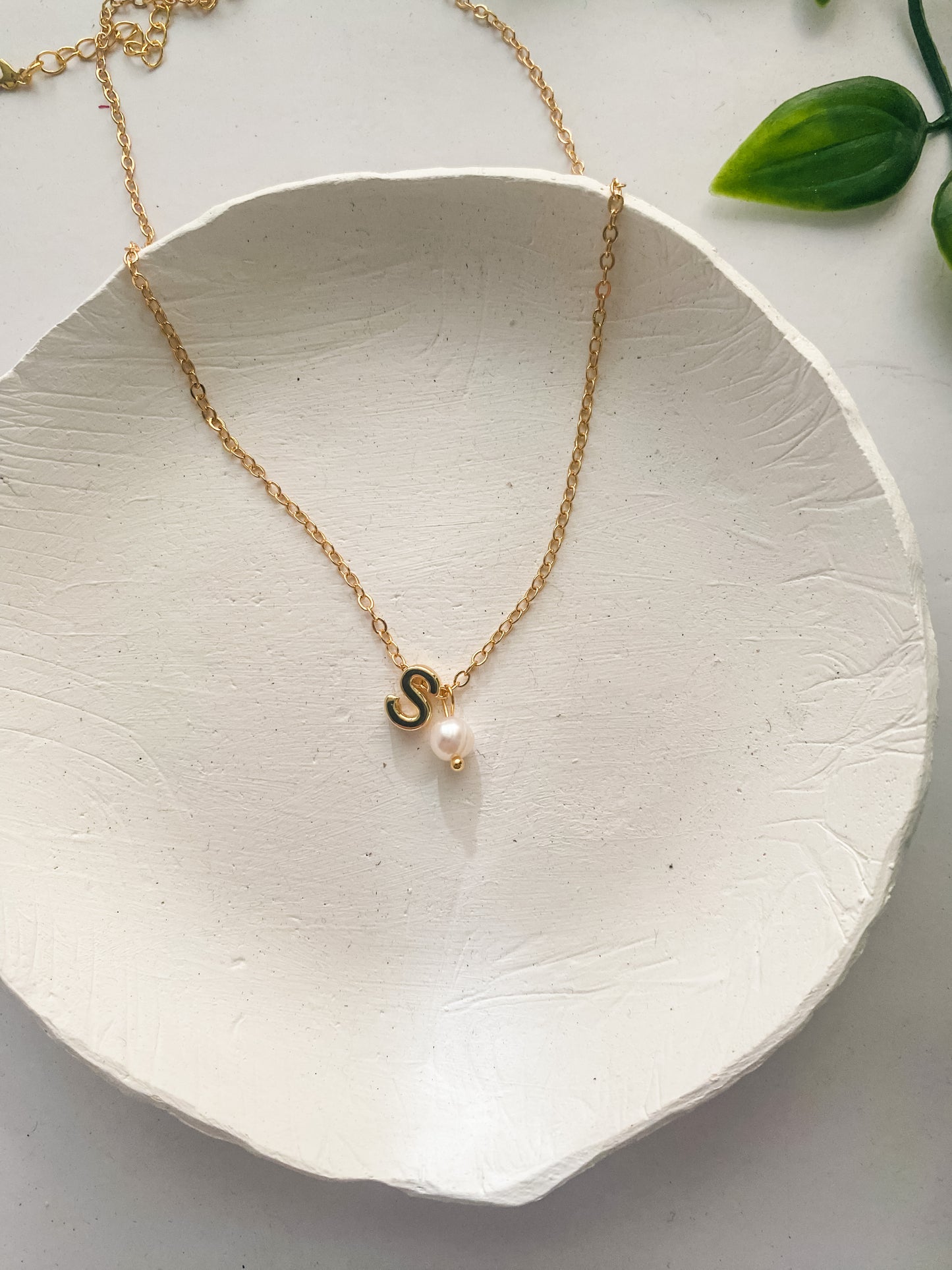 Initial Necklaces - 18K Gold with Freshwater Pearl