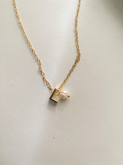 Initial Necklaces - 18K Gold with Freshwater Pearl