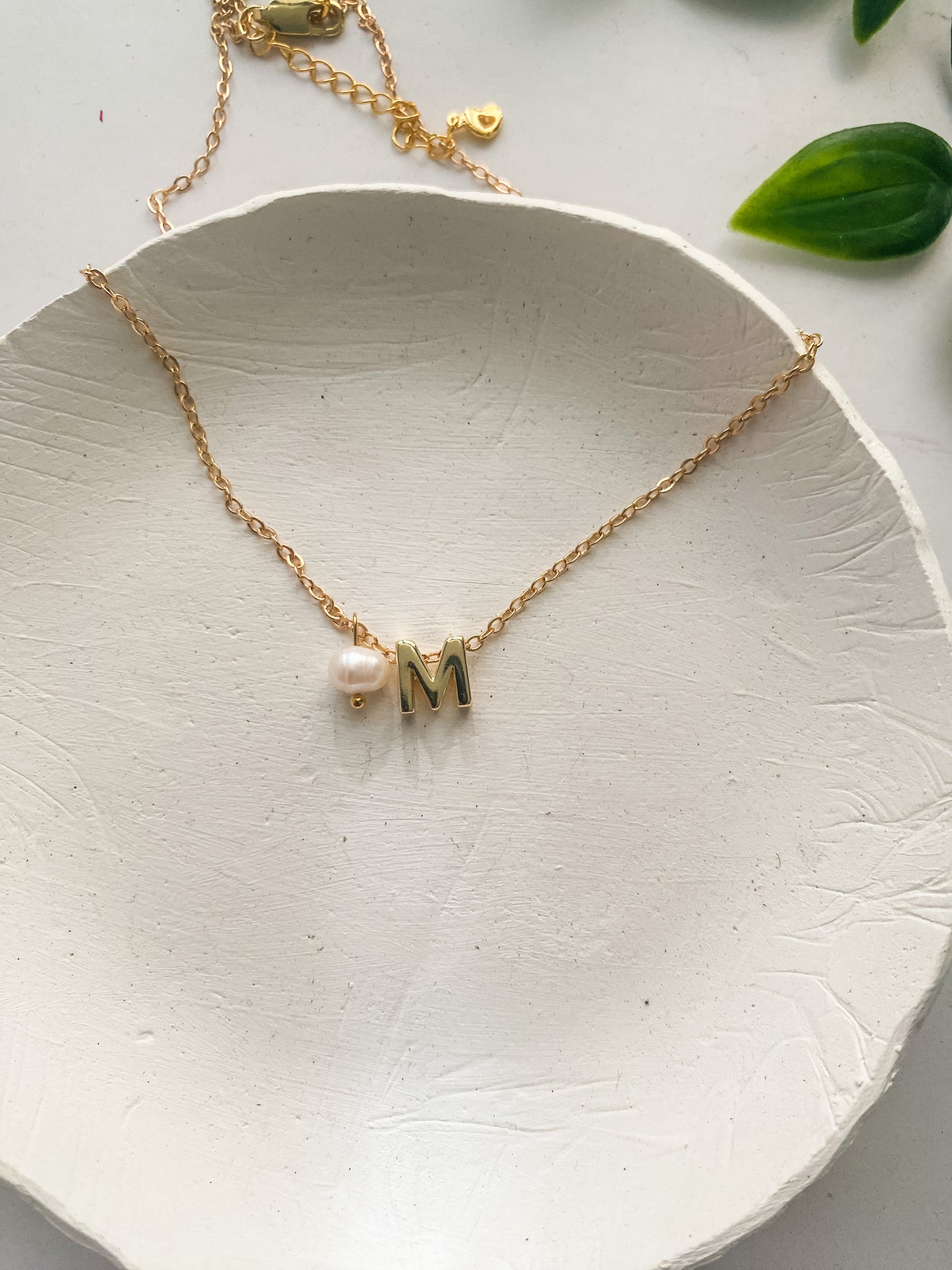 Initial Necklaces - 18K Gold with Freshwater Pearl