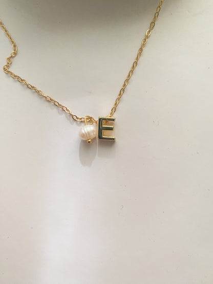 Initial Necklaces - 18K Gold with Freshwater Pearl