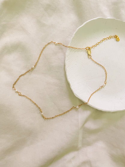 Tiny Freshwater Pearl Chain Necklace