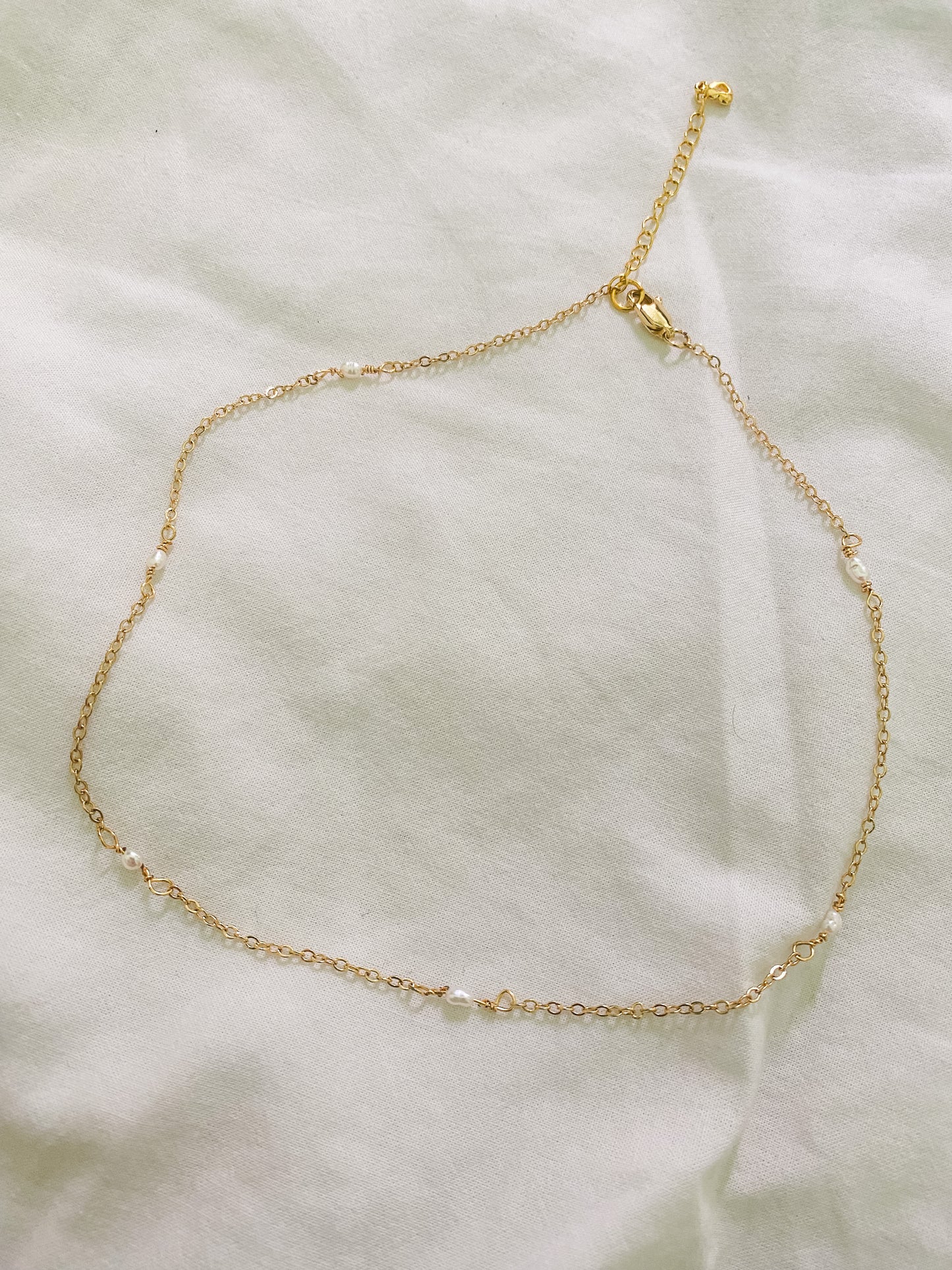 Tiny Freshwater Pearl Chain Necklace