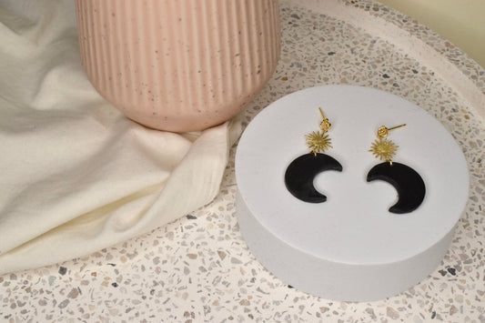Black Sun and Moon Dangles