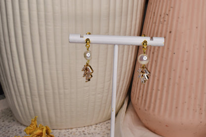 Gold Mini Pearl Dangles