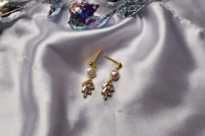 Gold Mini Pearl Dangles